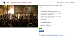 Screenshot of Workers’ Defense Alliance website